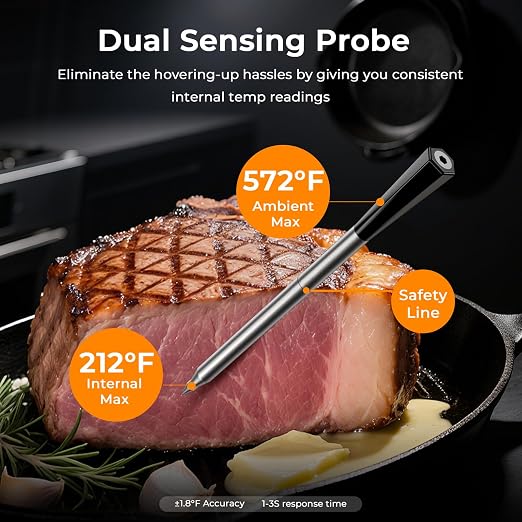 BlueSwan Wireless Meat Thermometer Digital, Food Thermometer Bluetooth 820 ft Range with APP for Grill Smoker Oven, Magnetic Design for BBQ Cooking, Birthday Gifts for Men Dad Husband