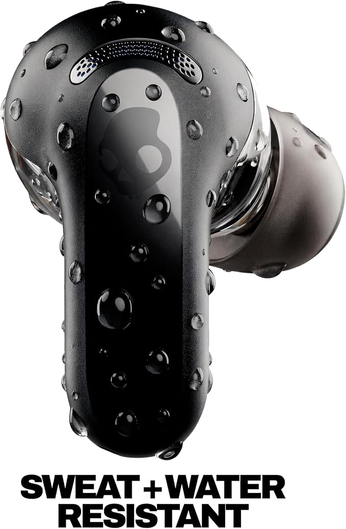 Skullcandy Rail ANC Wireless Earbuds, Bluetooth Headphones, Active Noise Cancelling, Up to 38 Hours Battery, Microphone for iPhone Android, Customizable via App - True Black