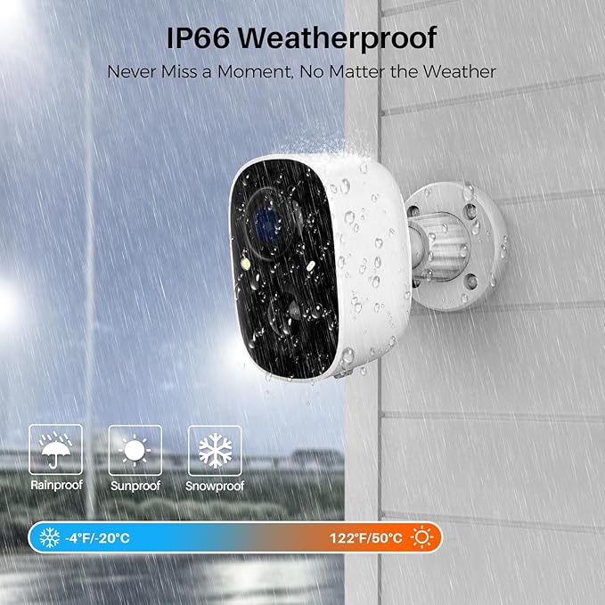 Vicohome Security Cameras Wireless Outdoor, 2K Battery Powered WiFi Cameras for Home Security with AI Motion Detection, Spotlight Color Night Vision, IP66 Weatherproof 2-Way Talk Siren Alarm, 2 Pack