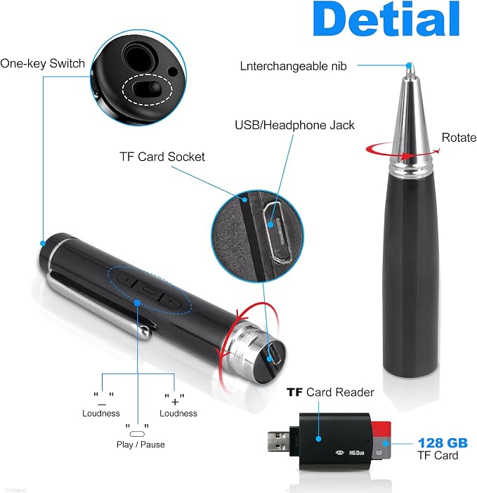 2026 AI 128GB Digital Voice Recorder – Voice Activated, Noise Reduction, Playback – Portable for Meeting, Course & Lecture