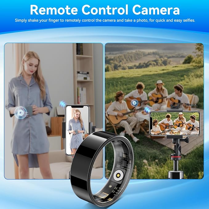 Smart Fitness and Activity Ring for Men and Women - Track Heart Rate Stress Sleep Steps and Blood Oxygen, 10ATM Waterproof Fitness Tracker for iPhone and Android, No Subscription Fee, Size 13