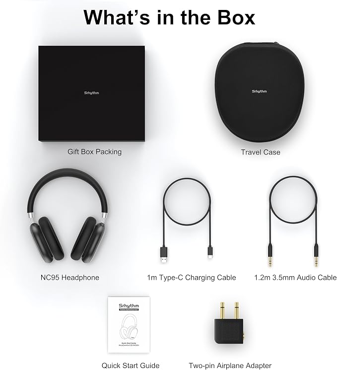 Srhythm NiceComfort 95 Adaptive Noise Cancelling Headphones Wireless | Bluetooth with Spatial Audio,Transparency,ENC,HD Sound,Low Latency for Gaming,Slim Headphones Lightweight