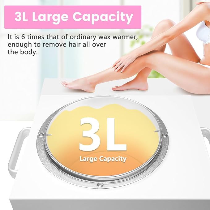 Single Wax Warmer Professional 3L Electric Wax Heater Machine Hold 5.5 Lbs for Hair Removal, Large Waxing Pot Paraffin Facial Skin Body SPA Salon Equipment with 100 Sticks