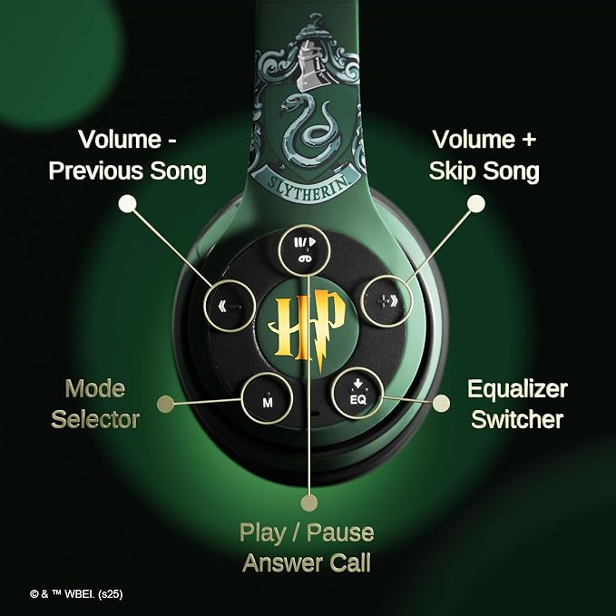 iJoy Harry Potter Slytherin Bluetooth Headphones with Built in Mic | Officially Licensed Wireless Headphones, Foldable Headset | Harry Potter Gifts for Women, Men, Teens, Kids & All Fans of Slytherin