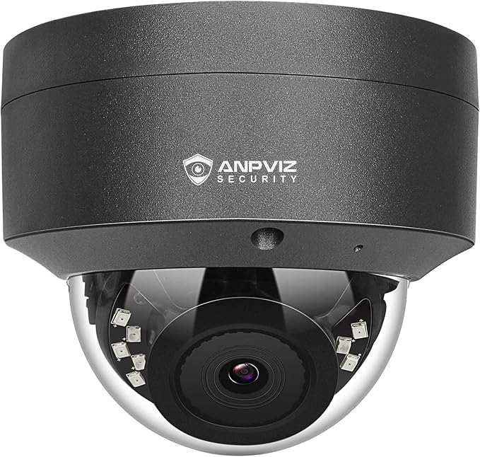Anpviz 5MP PoE Camera, Outdoor Vandal Dome Security PoE IP Camera (Grey) | 98ft Night Vision, H.265, 24/7 Recording Waterproof IP66 Indoor, Wide Angle 2.8mm, NDAA, IPC-D250G-SE (U Series)