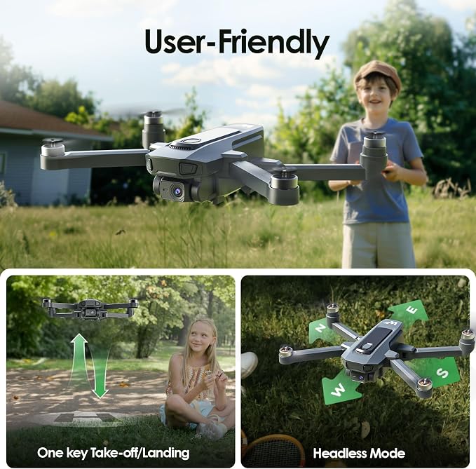 WeFone WF20 Drone with 1080P FPV Camera for Beginners, Foldable RC Quadcopter with Brushless Motor, Headless Mode, Adjustable Speed, One Key Take-off/Landing, Flight Path, 2 Batteries, Black