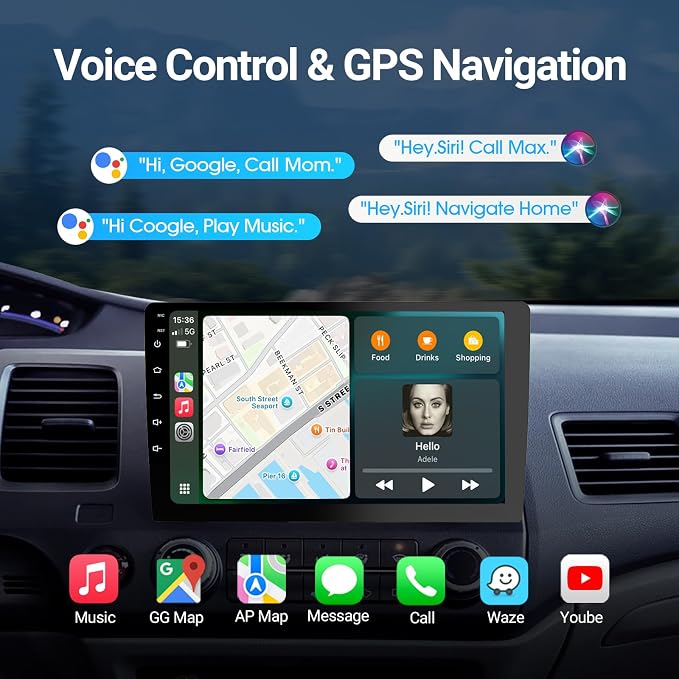 Haudio 9" Double Din Car Stereo - 2+64GB Wireless Apple CarPlay & Android Auto, HD Touchscreen Car Radio with Backup Camera,Car Accessories, GPS Navigation