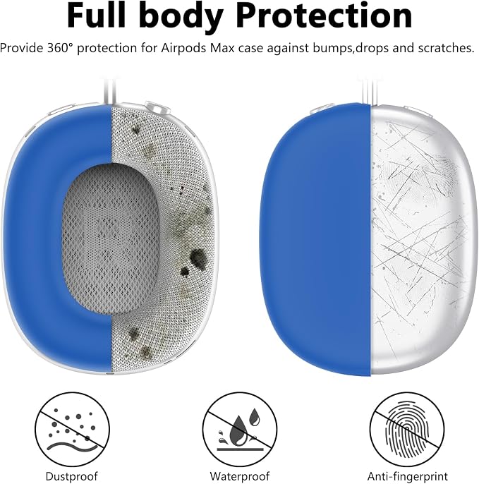 Silicone Case Cover for AirPods Max Headphones, Ear Pad Case Cover/Ear Cups Cover/Headband Cover for AirPods Max 2/1 (2026/2024/2020)(USB-C/Lightning), Accessories for Apple AirPods Max 2, Cobalt Blue