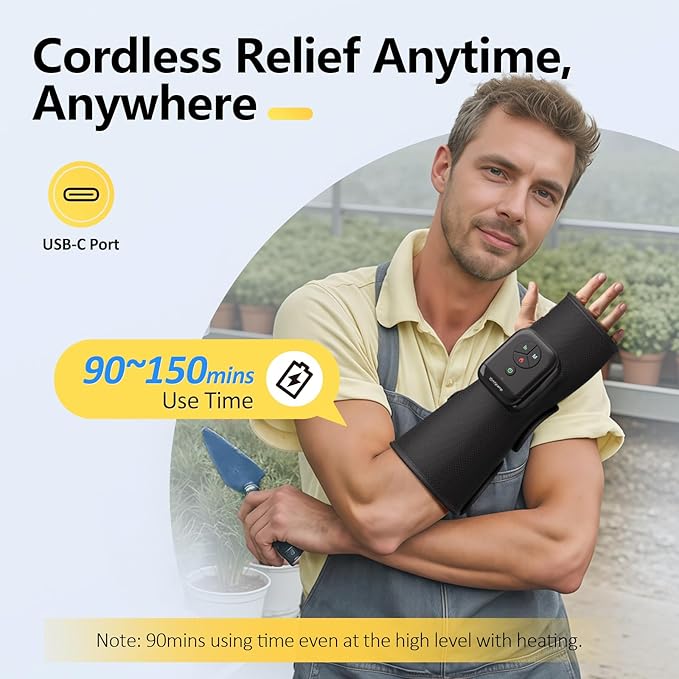Comfytemp Air Compression Hand and Wrist Massager for Circulation and Pain Relief, Birthday Gifts for Men Women, Forearm Compression Sleeve for Carpal Tunnel, Arthritis, FSA Eligible HSA (Length 13")
