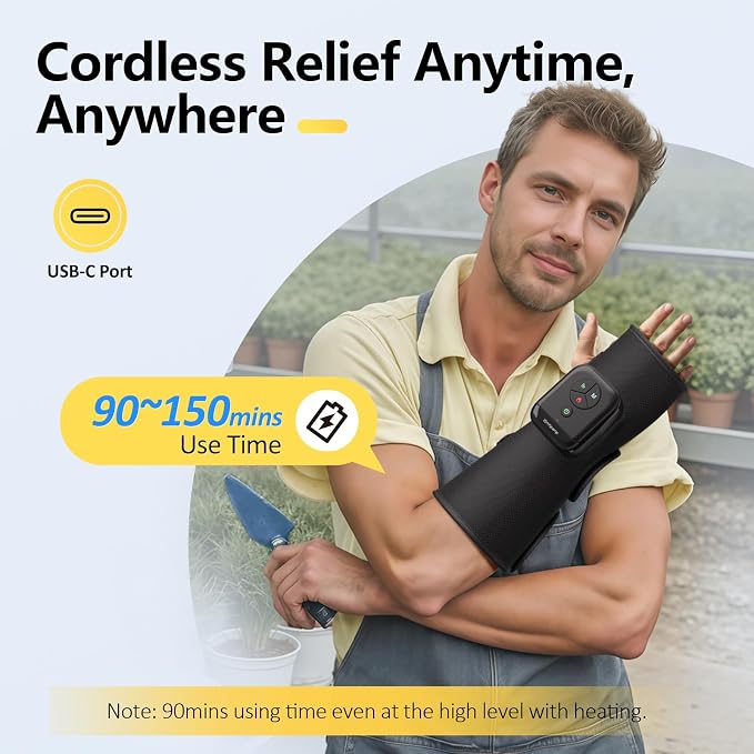 Comfytemp Air Compression Hand and Wrist Massager with Heat, FSA Eligible HSA, Portable Forearm Massage Sleeve for Circulation and Pain Relief, Ideal for Mom Dad Seniors