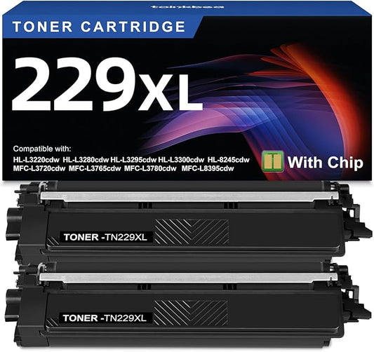 TN229XL 229XL TN229 High Yield Toner Cartridge Compatible Replacement for Brother TN229XL TN-229 Works with Brother MFC-L3720CDW L3780CDW L3765CDW HL-L3220CDW L3280CDW L3300CDW Printer (2-Pack Black)