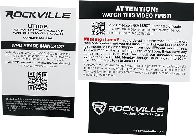 Rockville UT65B 400W 6.5" Marine Speakers, IPX6 Waterproof, Swivel Mount, True Coaxial Design, Perfect for UTV/ATV/Boat