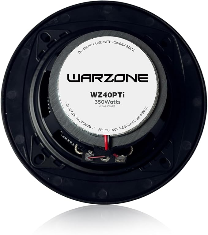 Warzone 2X WZ40PTi 4-Inch Super Coaxial Speaker Pair, 4 Ohm, 350W Max, 80W RMS, 90dB Sensitivity, Ferrite Magnet Woofer & PEI Dome Tweeter for Pro Car Audio