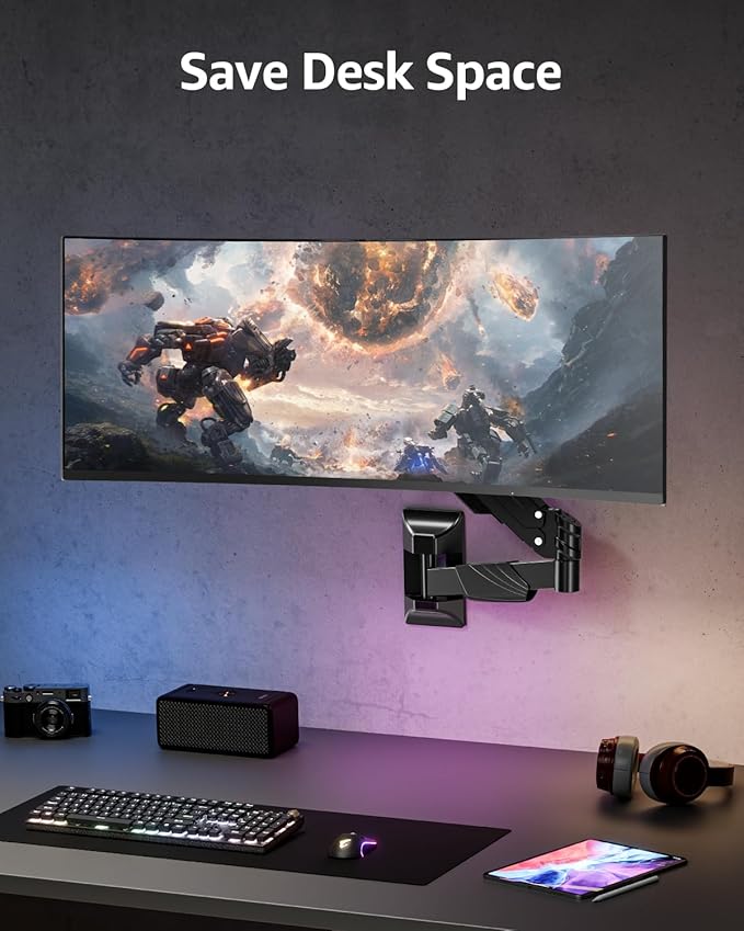 MOUNTUP Monitor Wall Mount for 22-43 Inch Curved Screens, Holds 2.2 to 33.1 lbs, Ultrawide Computer Monitor Wall Mount, Heavy Duty Wall Monitors Arm, 75x75 mm to 200x200 mm Vesa Mounts