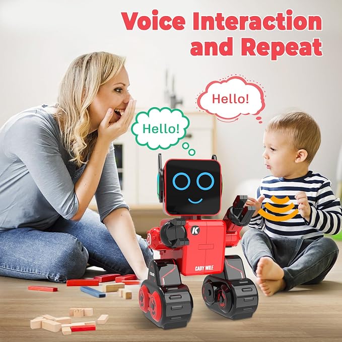 okk Robot Toys for Kids, Programmable Remote Control Robot, Interactive Toys with Coin Bank, LED and Tray, Walking Talking Singing Dancing Gift for Boys Girl（Red）