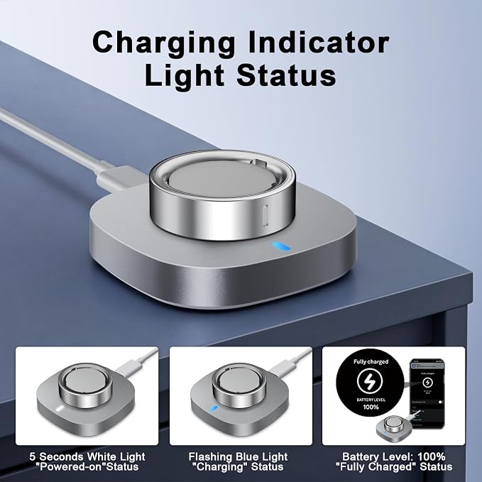 Charger Compatible with Aura-Ring Gen 4 Size 13,Fast Safe Charging Dock and USB-C Cable,Silver Gray