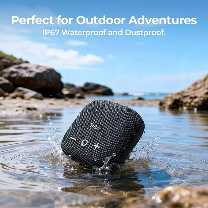 Tribit StormBox Micro 2 Wireless Portable Speaker: 10W Loud Deep Bass Sound, IP67 Waterproof Bike Speaker with Bluetooth 5.3, 12H Playtime, TWS Pairing for Camping Travel Hiking