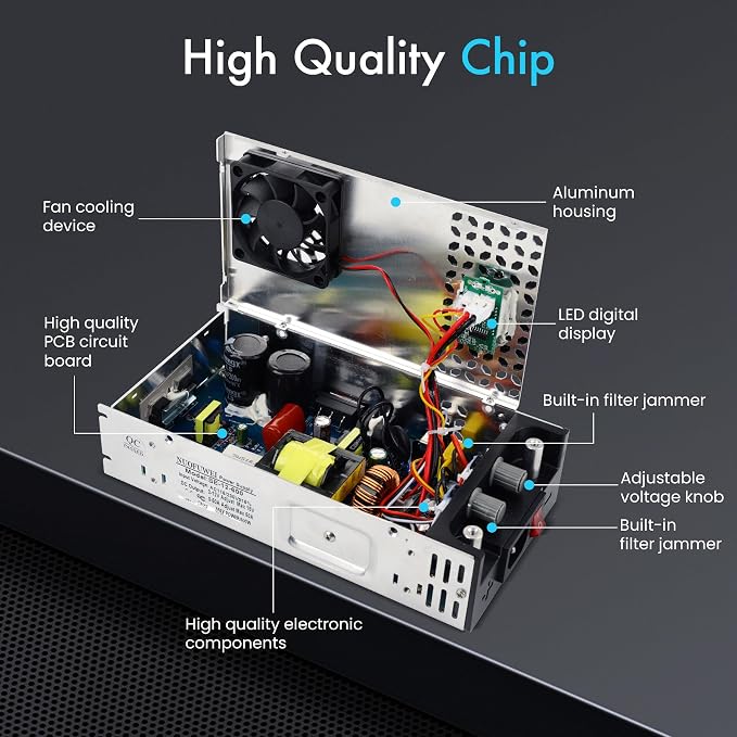 Adjustable 0-12V Power Supply 50A 600W, 110V AC to DC 0-12V Buck Converter 0-50A 600W Switching Power Supply with LCD Display Adjustable Voltage Current 12V 50A Transformer SMPS