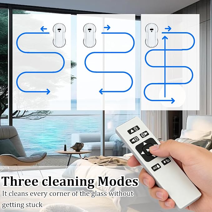 Window Cleaning Robot 5600Pa Strong Suction Automatic Glass Cleaner with 3 Cleaning Modes, 6.2cm Ultra-Thin Window Cleaner Robot for High-Rise Homes/Offices