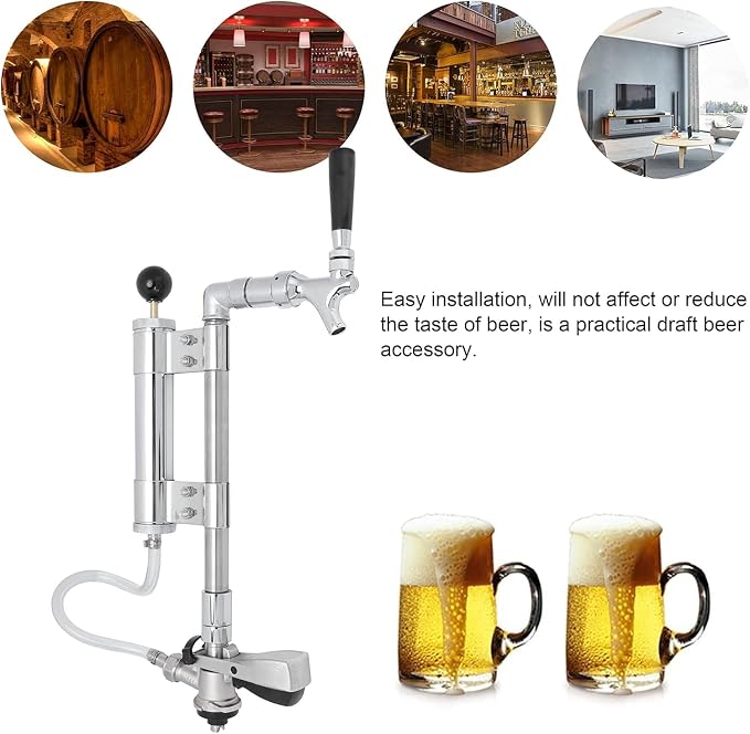 G5/8 Heavy Duty Beer Keg Pump Kit 8inch Keg Tap Keg Pressurize Pump Kit with Dispenser Beer Faucet S~Type Coupler for Bars, Pubs, Restaurants, Hotels,Homes,Draft Beer Accessories(8in Type S)
