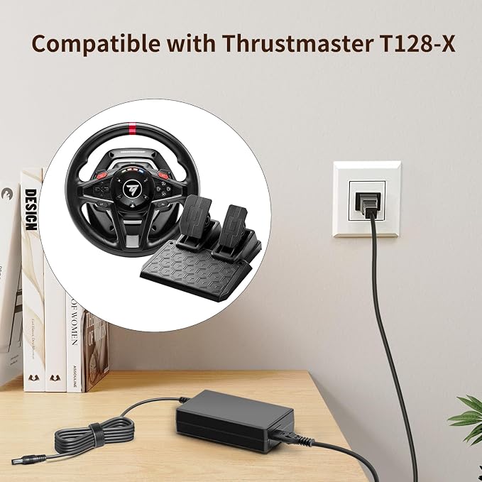 KFD 18V AC/DC Adapter Compatible with Thrustmaster T300 RS T300RS T248 T128-X T128 T128X T248 T248X T248-X Racing Wheel & Magnetic Pedals 4469027 6495643 4169097 +18V Power Supply Cord Battery Charger