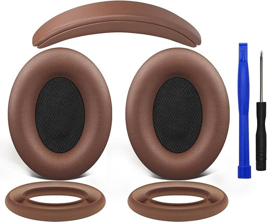 SOULWIT Replacement Kit for Bose QC15/QC2 QuietComfort Headphones, Ear Pads Cushions + Headband + Silicone Earpads Cover Protector - Coffee