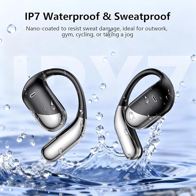 Open Ear Bone Conduction Headphones，,Over Ear Earbuds with Ergonomic Earhook,Bluetooth Headphones 5.4 with Smart Digital Display,50H Playtime Translation Earbuds Real Time - AI 144 Language