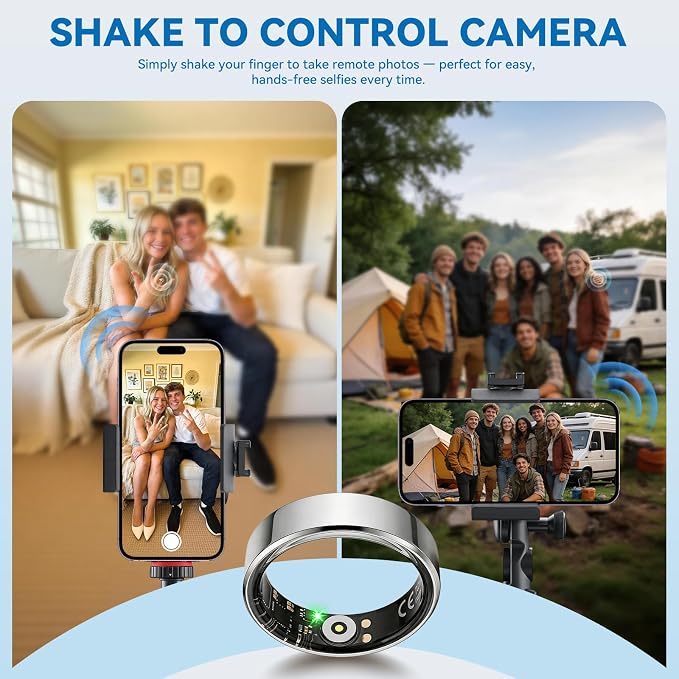Smart Fitness Ring for Men and Women – Lightweight & Barely‑There Feel, Track Heart Rate, Stress, Sleep, Steps & SpO2, Ultra‑Slim 6mm,10ATM Waterproof, No Subscription Fee, Sliver 8