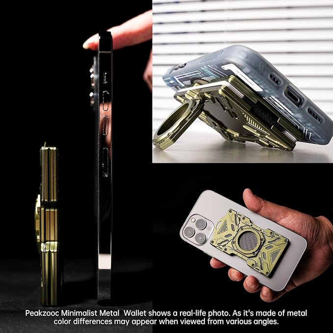 AirTag Wallet for Men – Slim Minimalist Metal Wallet with Carbon Fiber, RFID-Blocking Credit Card Holder, Front Pocket Wallet with Glass Luminous Tube & Hook Position Green