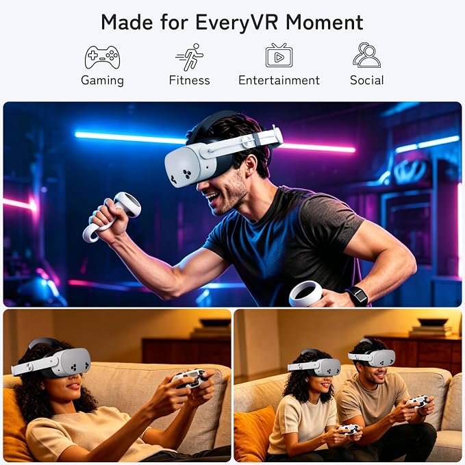 10000mAh Battery Head Strap Compatible with Meta Quest 3S / Quest 3 / Quest 2, Upgraded Elite Strap Replacement with Extend 4H Playtime, Comfortable Adjustable VR Accessories with Zero Facial Pressure