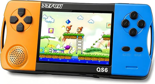 16 Bit Handheld Games for Kids with 3.5" IPS Large Screen Built-in 216 Retro Video Games Portable Gaming Player with Rechargeable Battery Mini Arcade Electronic Toy Gifts for Boys Girls (Blue+Orange)