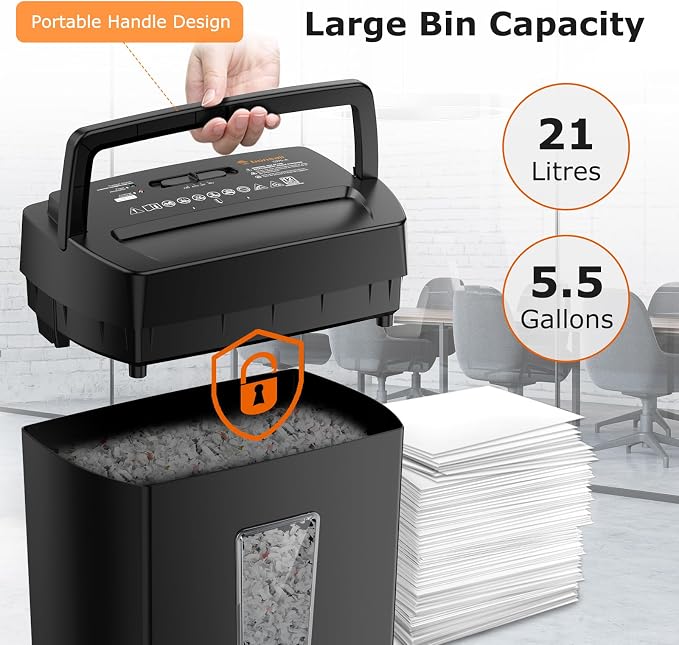 Bonsaii 12-Sheet Cross Cut Paper Shredder, 5.5 Gal Home Office Heavy Duty Shredder for Paper, Credit Card, Mail, Staples, with Transparent Window, High Security Level P-4 (C275-A)