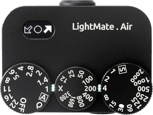 LightMate AirPro Light Meter Photography, 35° Wide-Angle Reflective Digital Exposure Meter, Rechargeable 20H Battery Life, 3 Dials Retro Exposure Indicator, for Leica & Other Film Cameras, Black Metal