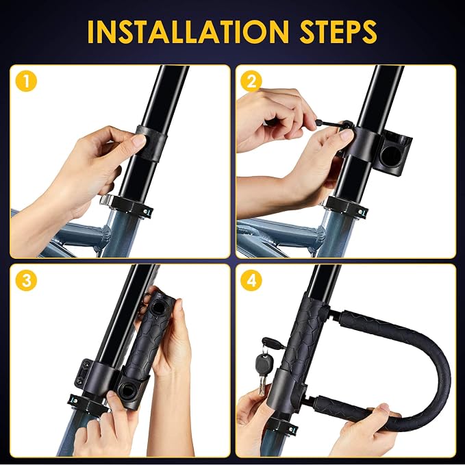 Bike Lock Heavy Duty Anti Theft, Keyed Bike U Lock with 4FT Security Cable and Mounting Bracket for Road Bike, Mountain Bike, Folding Bike