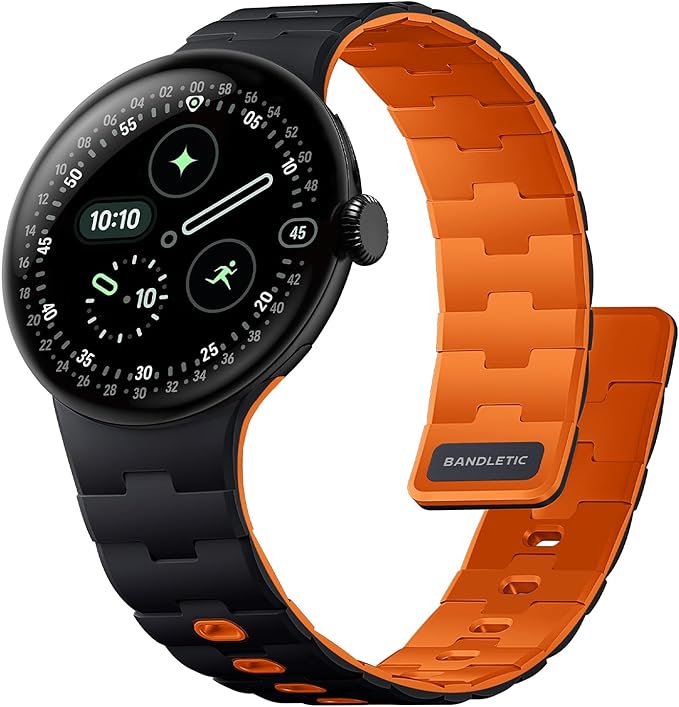 Bandletic Magnetic Silicone Bands Compatible with Google Pixel Watch 4/3 45mm Band for Women and Men, Rugged Soft Sport Strap Replacement Wristband