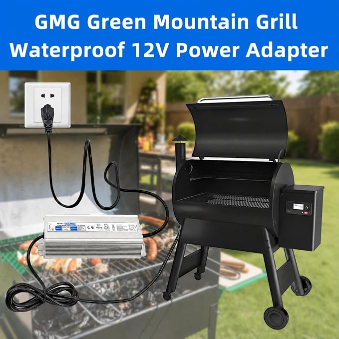 12V Waterproof Power Adapter for GMG Green Mountain Grill Jim Bowie | Daniel Boone, Davy Crockett Prime/Prime Plus Grill, P-1001P-1266 Power Cord Replacement Part for Ledge Peak Trek