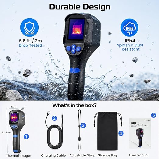 Thermal Imaging Camera, Dual-Light Infrared Thermal Camera for Home Inspection | 240×240 TISR Thermal Imager IR Camera, Smart Modes, 25Hz and -4°F to 1022°F for Water Leaks, HVAC, Electrical, Plumbing
