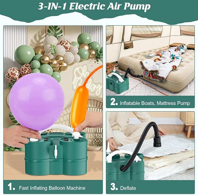 IDAODAN Electric Balloon Pump, Portable Electric Balloon Blower Machine Inflator Air Pump for Party Decorations