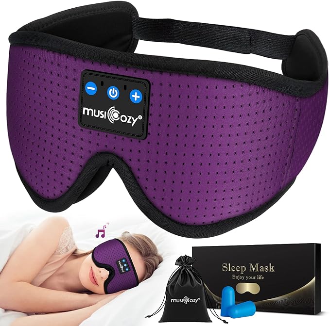 MUSICOZY Sleep Headphones Bluetooth Headband Breathable 3D Sleeping Headphones, Wireless Music Eye Mask Earbuds for Side Sleepers Women Office Air Travel Cool Tech Gadgets Unique Gifts, Pack of 2
