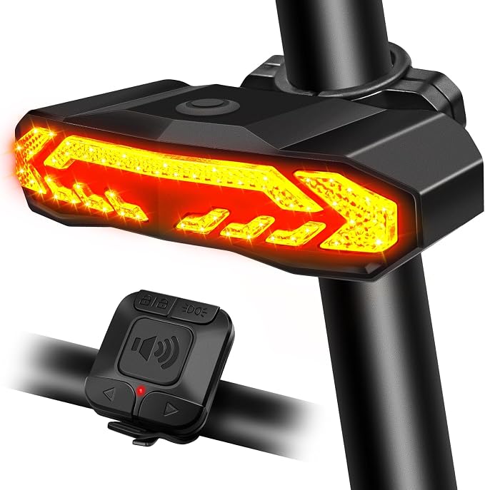 USUPERINK Turn Signals for Ebike, Bike Turn Signals, Bike Blinkers Front and Back, Bike Tail Light USB Rechargeable with Horn, IP65 Waterproof Anti-Theft Alarm, Auto On Off, for Bicycle,Ebike,Scooter
