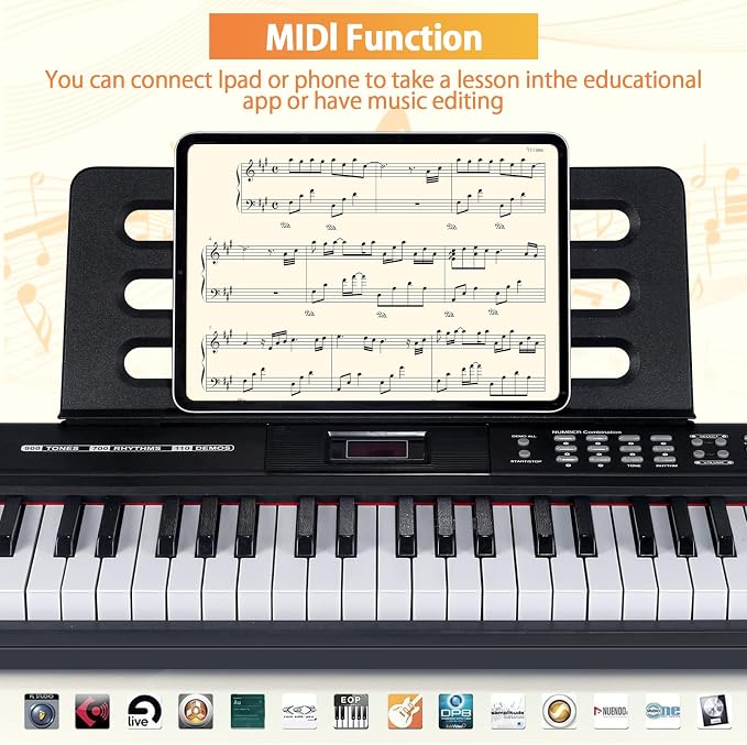 88 Key Piano Keyboard, Semi Weighted Electronic Digital Piano with Music Stand, Power Supply, Sustain Pedal, Bluetooth, Stand, MIDI, for Beginner Professional at Home, Stage