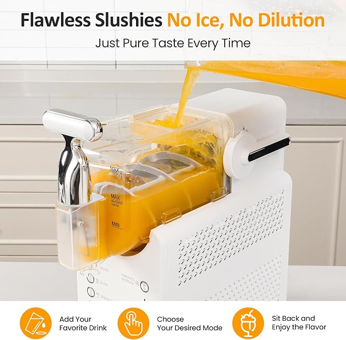 Slushie Machine for Home: 68oz Single-Tank Frozen Drink Maker with Rapid Chill Technology, Self-Cleaning System & 5 Drink Modes, Keep Drinks Cold up to 12 Hours, ETL Certified, White