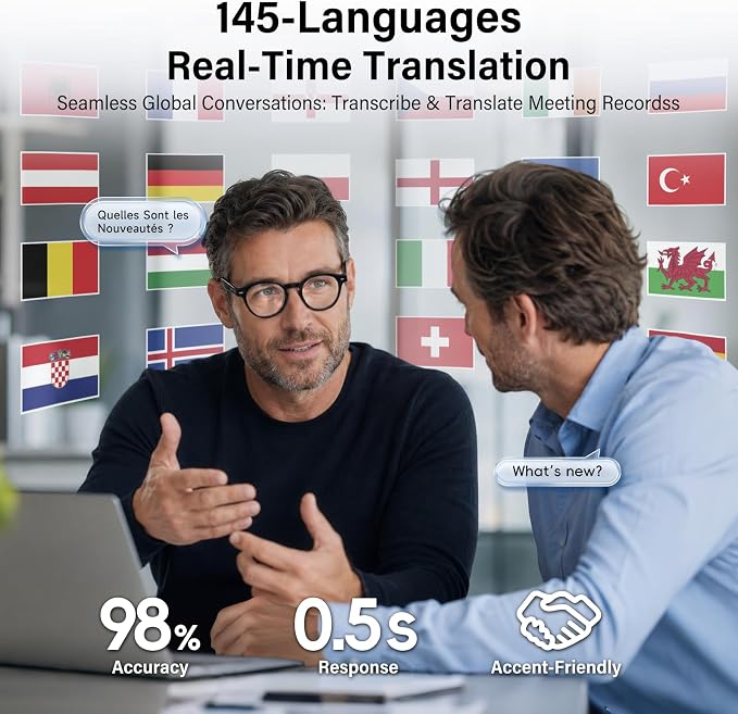 GetD 2026 AI Smart Glasses for Men Women, Translation Glasses with ChatGPT 145 Language, Photochromic Lenses, Bluetooth Glasses 11H Music Play /9H Call for Travel Daily Use