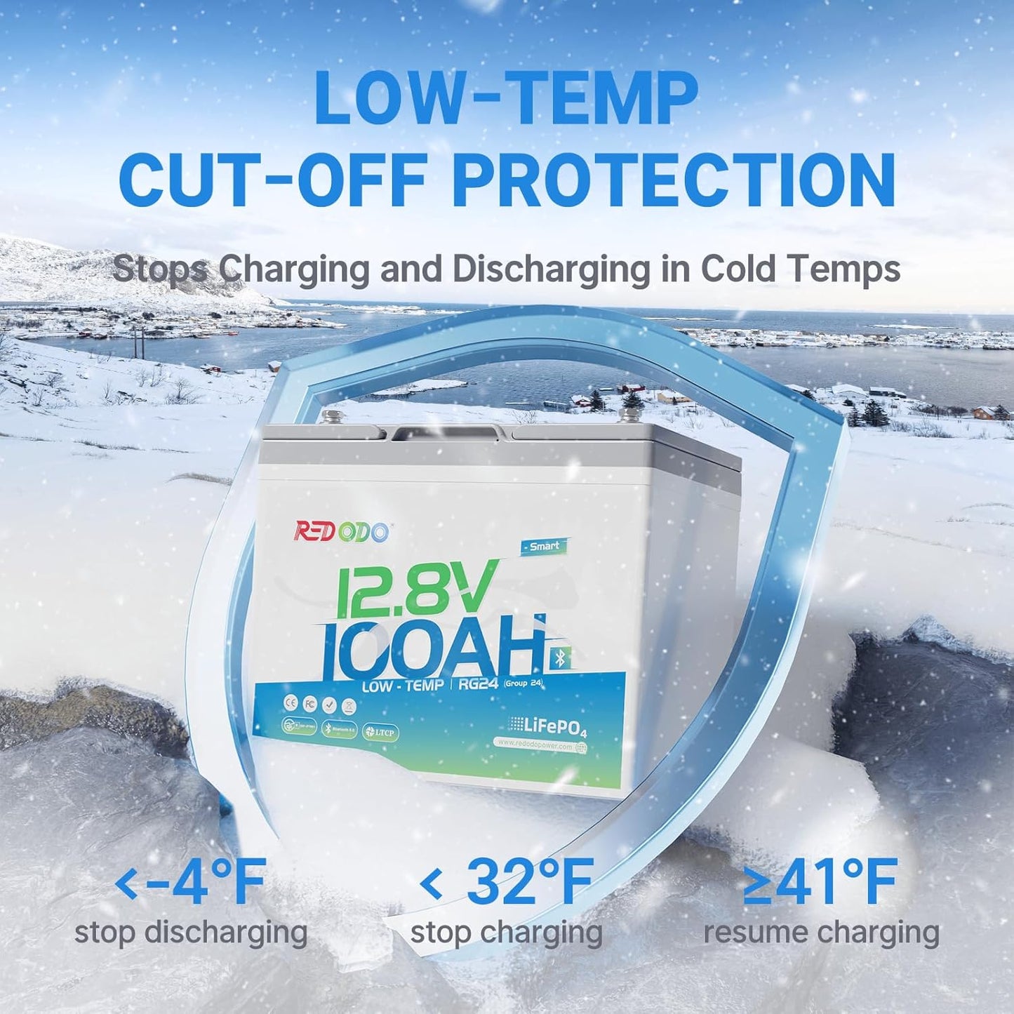 Redodo 12V 100Ah LiFePO4 Battery Bluetooth, Low-Temp Protection BCI Group 24 Lithium Battery for Trolling Motor, Bulit-in 100A Smart BMS, Perfect for Marine, Boat, RV, Solar and Off Grid - 2 Pack