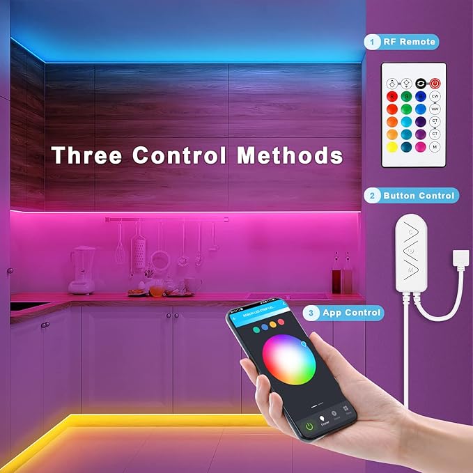 Tatazone RGBWW Bluetooth LED Strip Lights, 32.8ft Tunable White 3000K to 6500K+RGB Led Light Strips, Music Sync Color Changing Indoor LED Rope Lights with App and Remote for Kitchen, Bedroom, TV