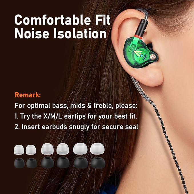 Vibes 202 Wired Earbuds - HiFi in Ear Monitor Headphones – Professional Noise Isolating Ear Buds - Clear Sound, Deep Bass & Comfort-Fit IEM Earphones - MMCX to 3.5mm, Silver Plated Cord, Carrying Case