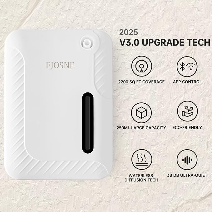 2026 Oil Diffuser Waterless 2200 Sq.Ft, Bluetooth&WiFi APP Control, 250ml Smart Scent Air Machine with Cold Air Tech for Large Rooms, Home, Office & Hotel, Plug-in
