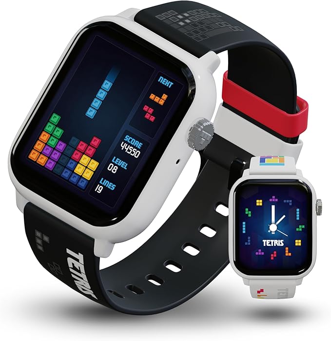 Tetris®: My Play Watch – Retro Gaming Smart Watch, No Wi-Fi or Bluetooth, Built-in Tetris®, Custom Watch Faces, Classic Arcade Sound, Heart Rate Monitor, IP67 Water Resistant.
