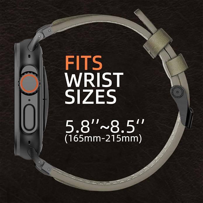 Vintage Genuine Leather Band for Apple Watch Ultra 49mm (2026 Upgrade), Rugged Replacement Strap Compatible with iWatch 46mm 45mm 44mm - for Men Women, Fit Ultra3/2/1, SE 3/2/1, Series11 10/9/8/7/6/5/4