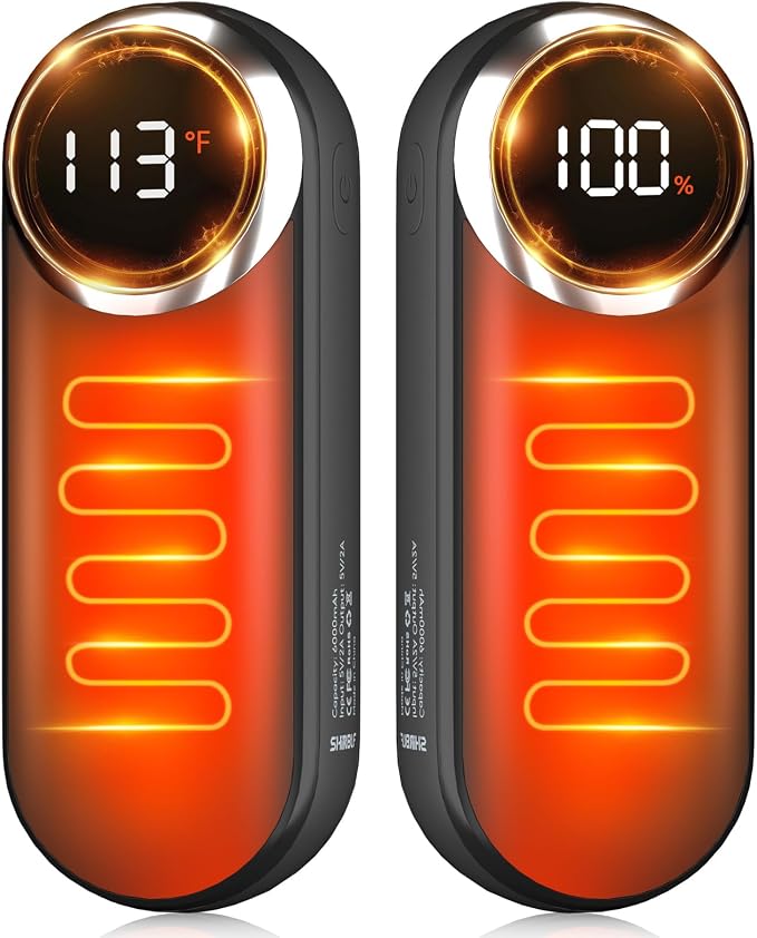 Rechargeable Hand Warmers 2 Pack - Magnetic AI Electric Hot Hands with LED Light, 3 Heat Settings Double Sided, 15H Battery Life, Portable Electric Heater for Outdoor，Hunting Camping ， Christmas Gifts
